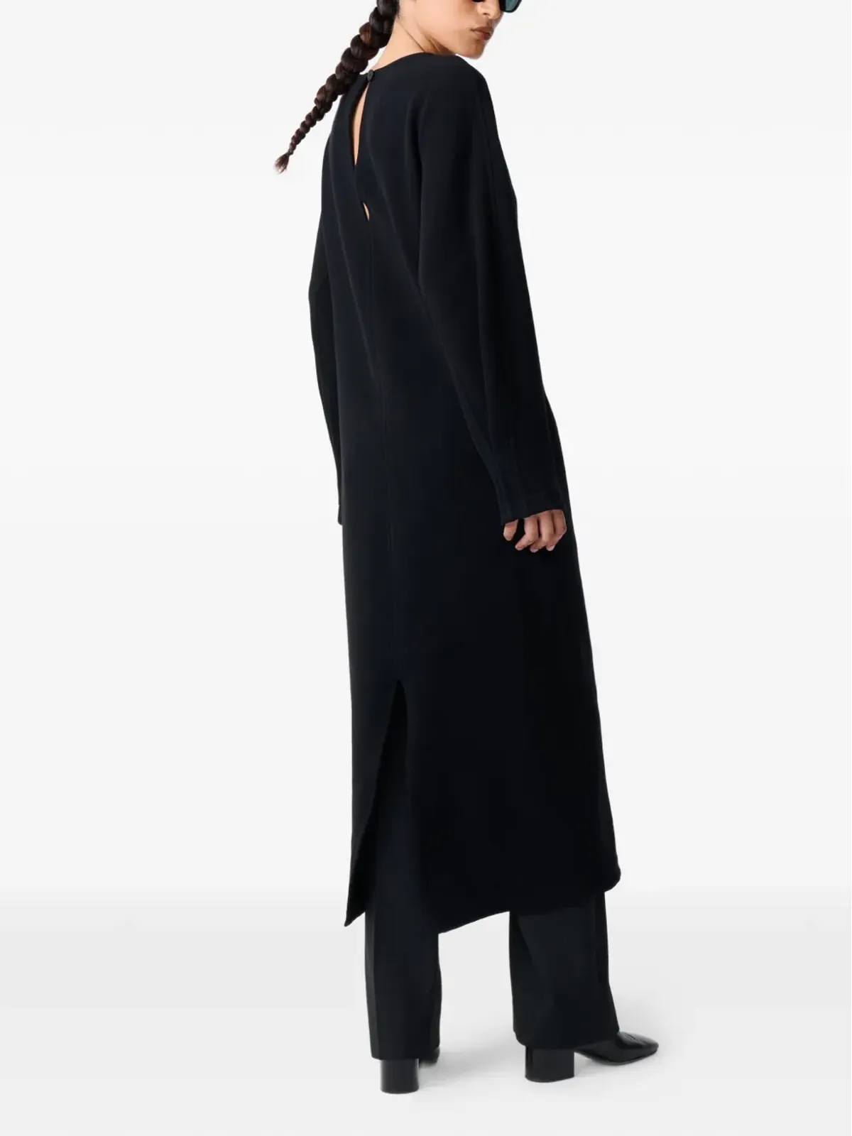 Studio Nicholson Cali ロングスリーブ バックスプリット ミディドレス - ブラック - 画像4