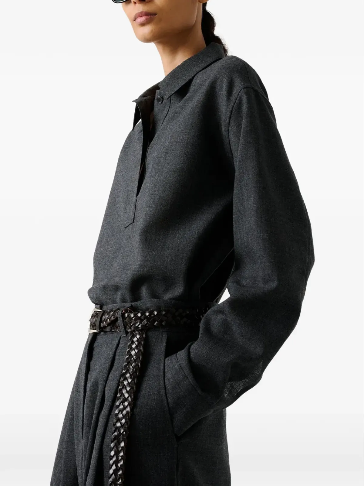 Studio Nicholson ハーフプラケット ドロップショルダー ピノーレ シャツ - 画像5