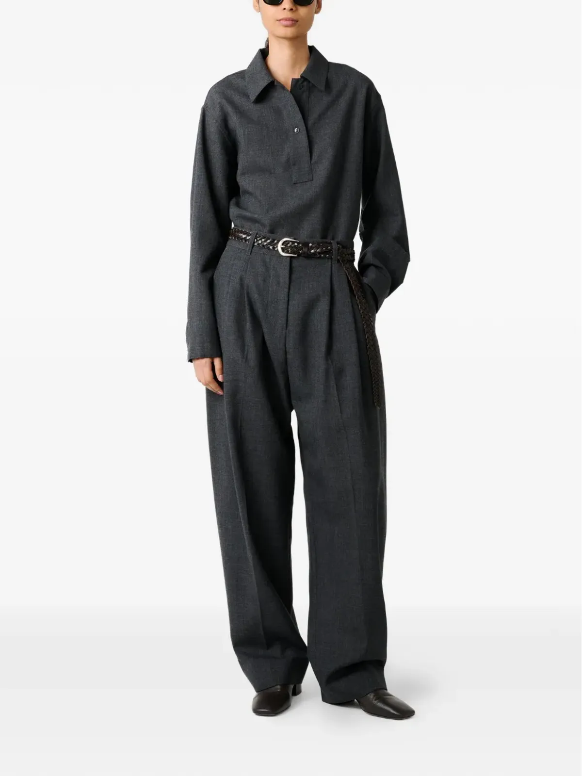 Studio Nicholson ハーフプラケット ドロップショルダー ピノーレ シャツ - 画像2