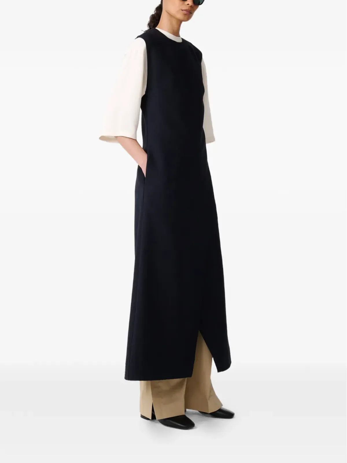 Studio Nicholson アシンメトリック ラップフロント コラス ドレス - 画像2