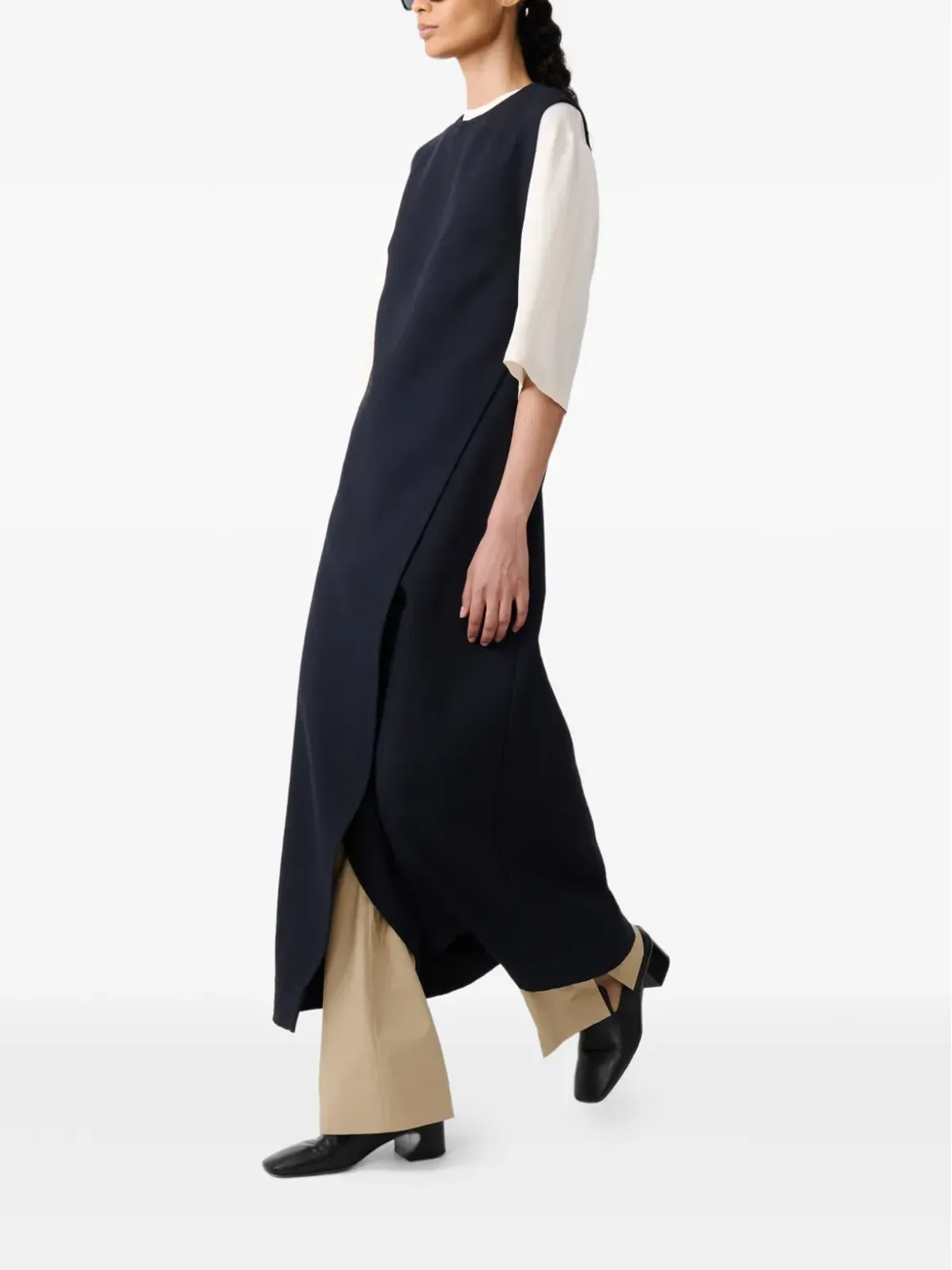 Studio Nicholson アシンメトリック ラップフロント コラス ドレス - 画像3