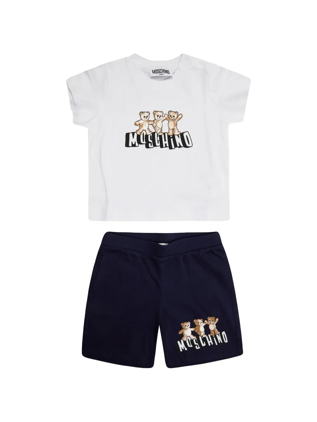 Moschino Kids テディモチーフTシャツとショートセット - White - 画像1