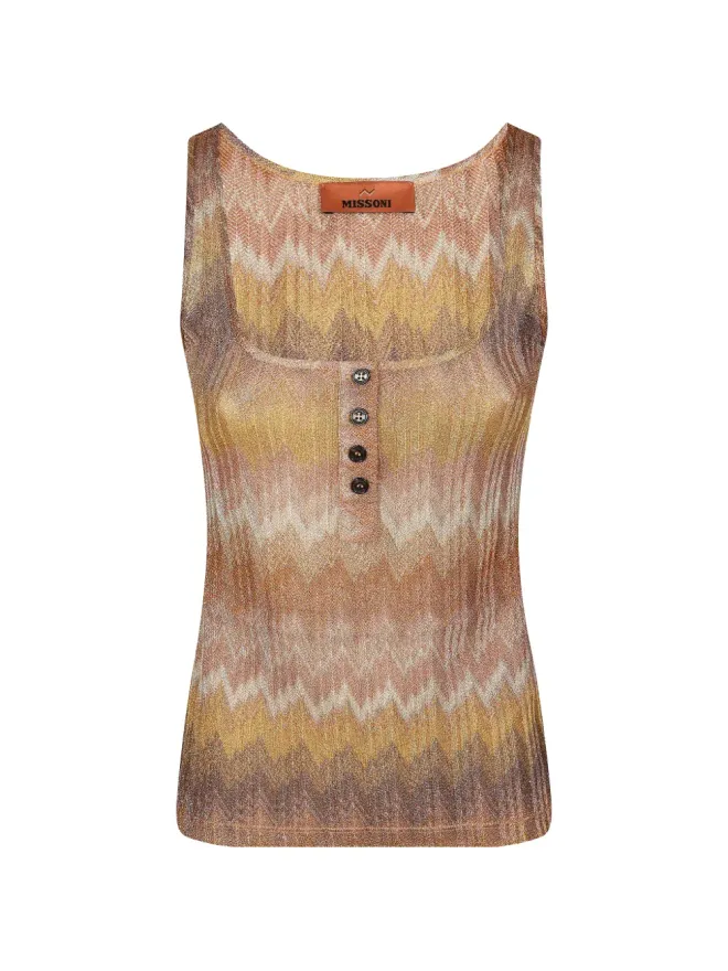 Missoni Missoni button patterned tank top - Brownの商品画像