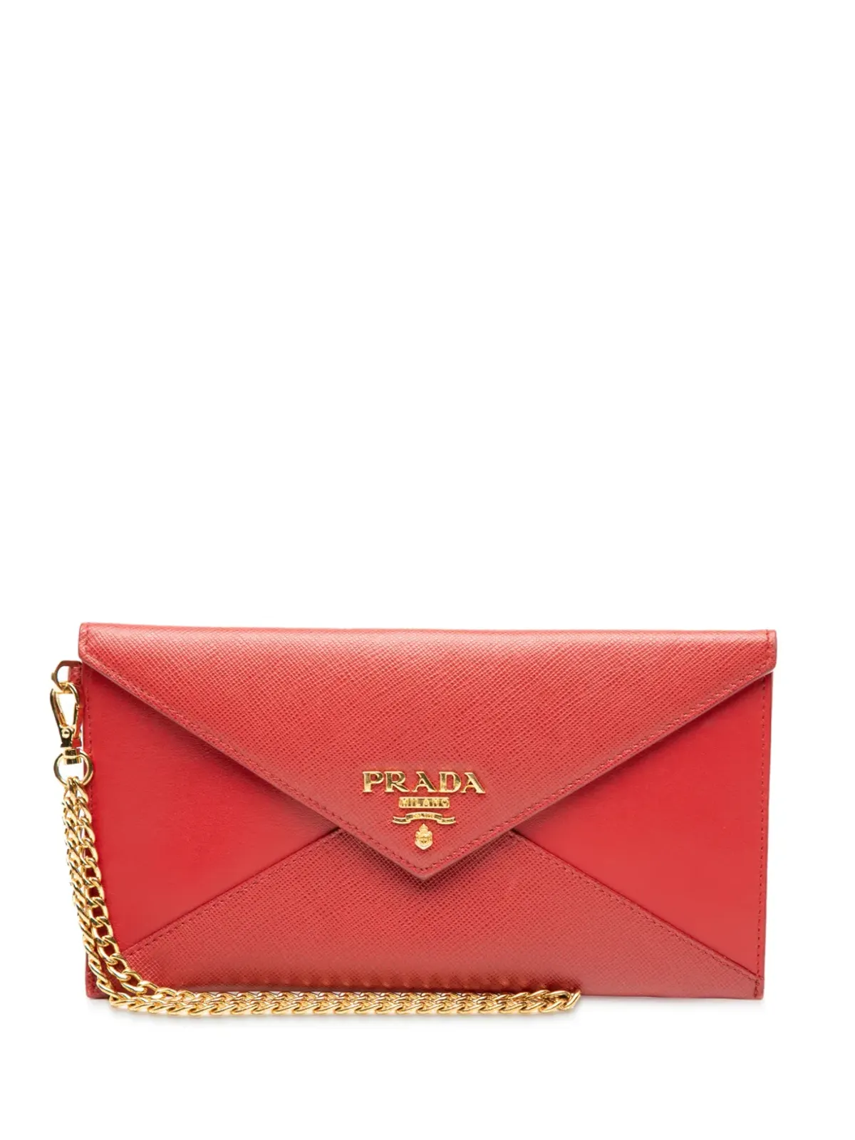 Prada Pre-Owned 2000-2025 Saffiano Envelope Chain clutch bag - Red - 画像1