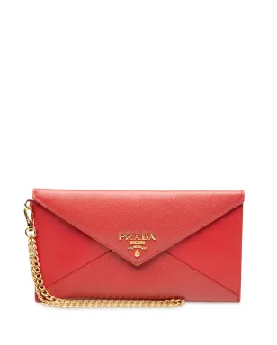 Prada Pre-Owned 2000-2025 Saffiano Envelope Chain clutch bag - Red - サムネイル1