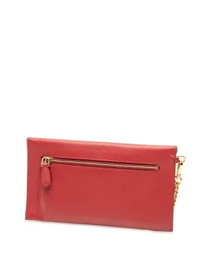 Prada Pre-Owned 2000-2025 Saffiano Envelope Chain clutch bag - Red - サムネイル3