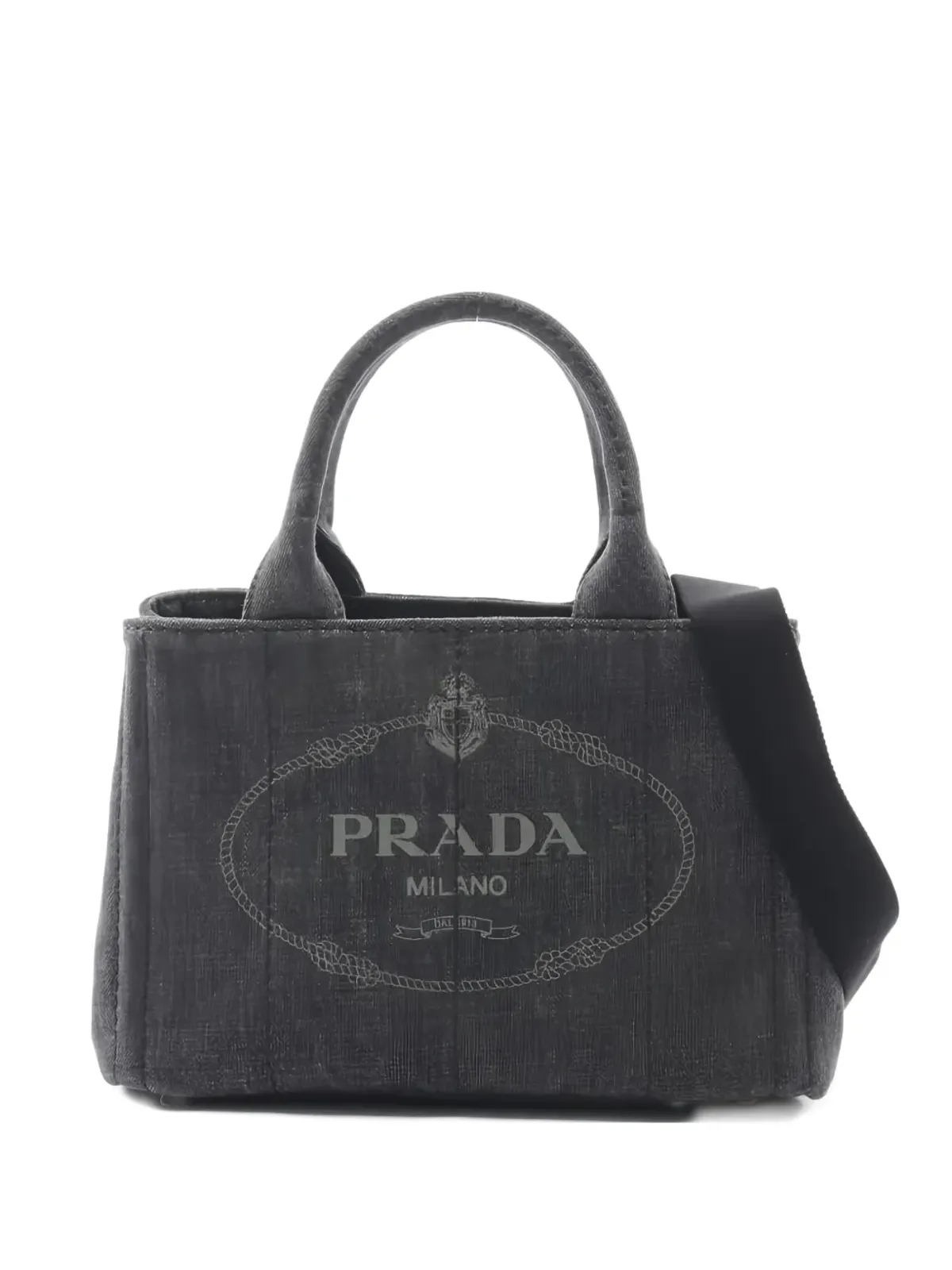 Prada ビンテージ Canapa デニム トートバッグ グレー - 画像1