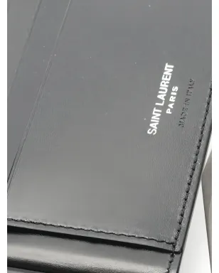 Saint Laurent Pre-Owned ロゴアップリケ レザー マネークリップ付き 二つ折り財布 ブラック - サムネイル4