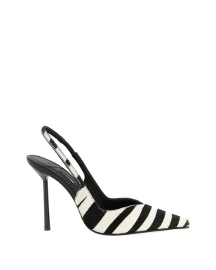 Le Silla zebra-pattern stiletto slingback heeled pumps - White - サムネイル1