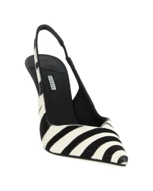 Le Silla zebra-pattern stiletto slingback heeled pumps - White - サムネイル2