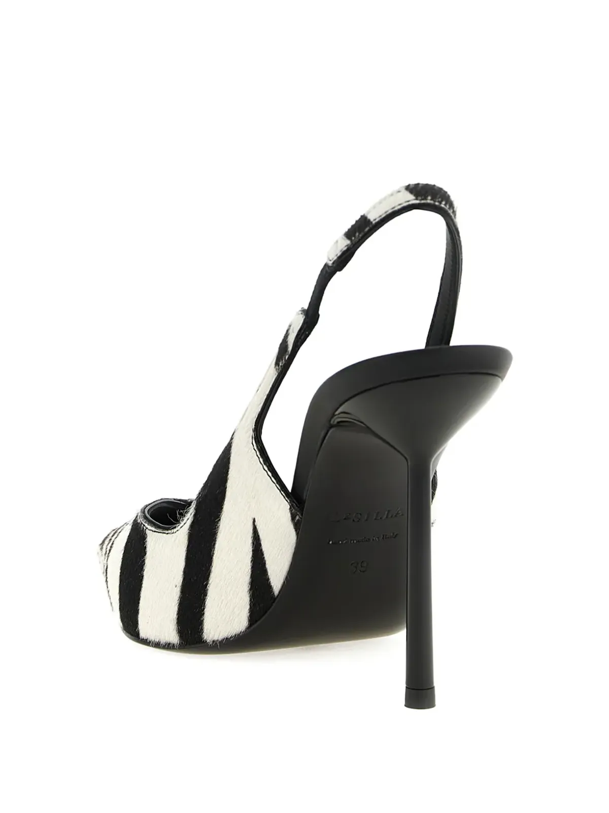 Le Silla zebra-pattern stiletto slingback heeled pumps - White - 画像3