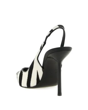 Le Silla zebra-pattern stiletto slingback heeled pumps - White - サムネイル3