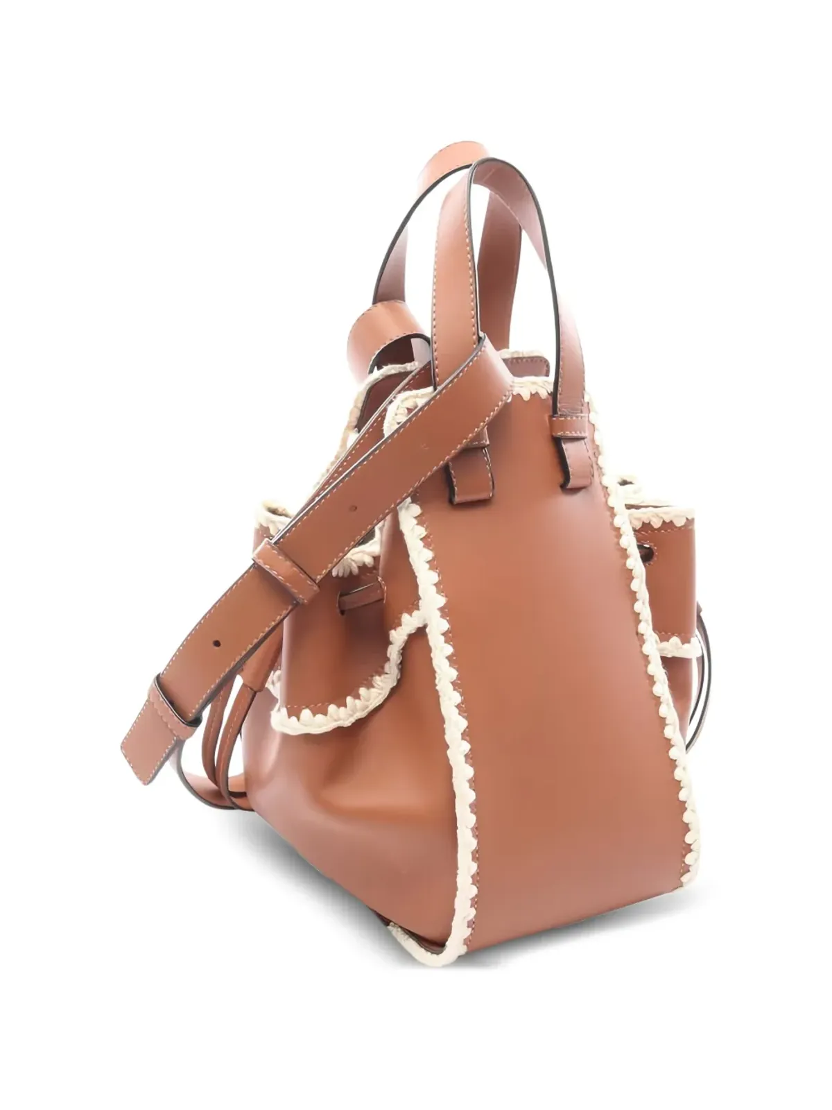 Loewe Pre-Owned ビンテージ ハンモック クロシェ編み レザー バケットバッグ ブラウン - 画像2