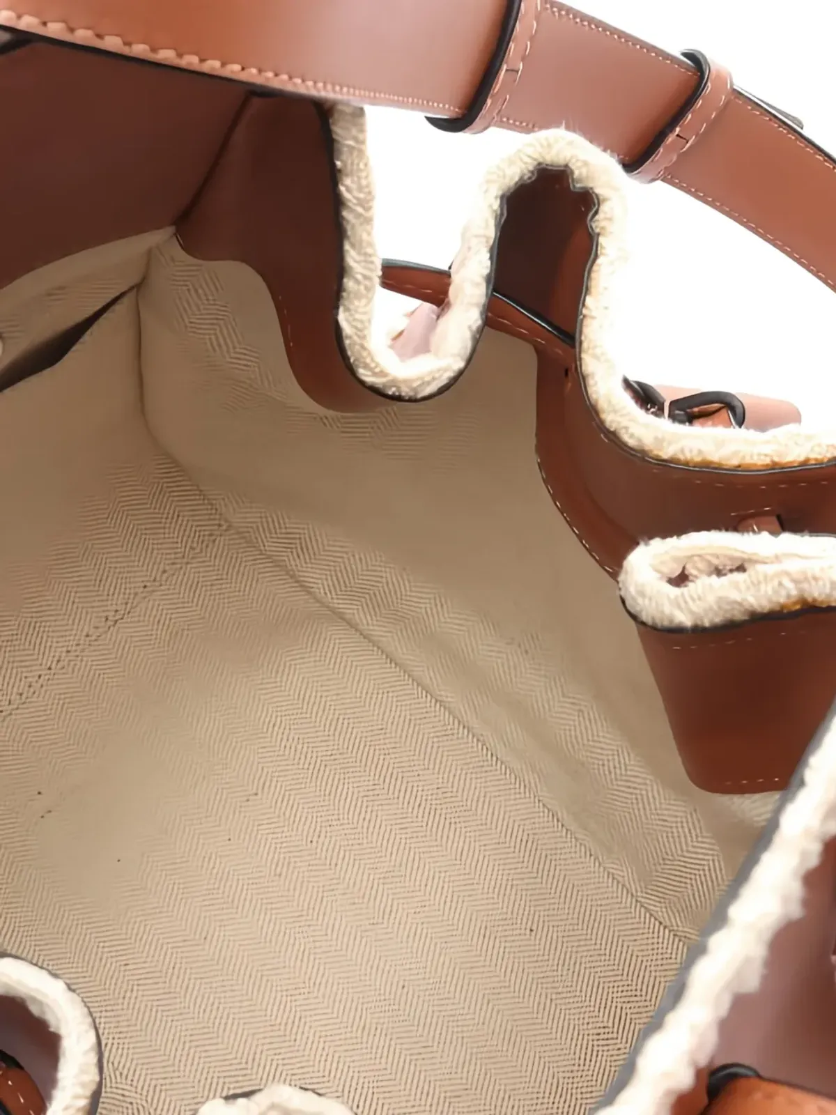 Loewe Pre-Owned ビンテージ ハンモック クロシェ編み レザー バケットバッグ ブラウン - 画像3