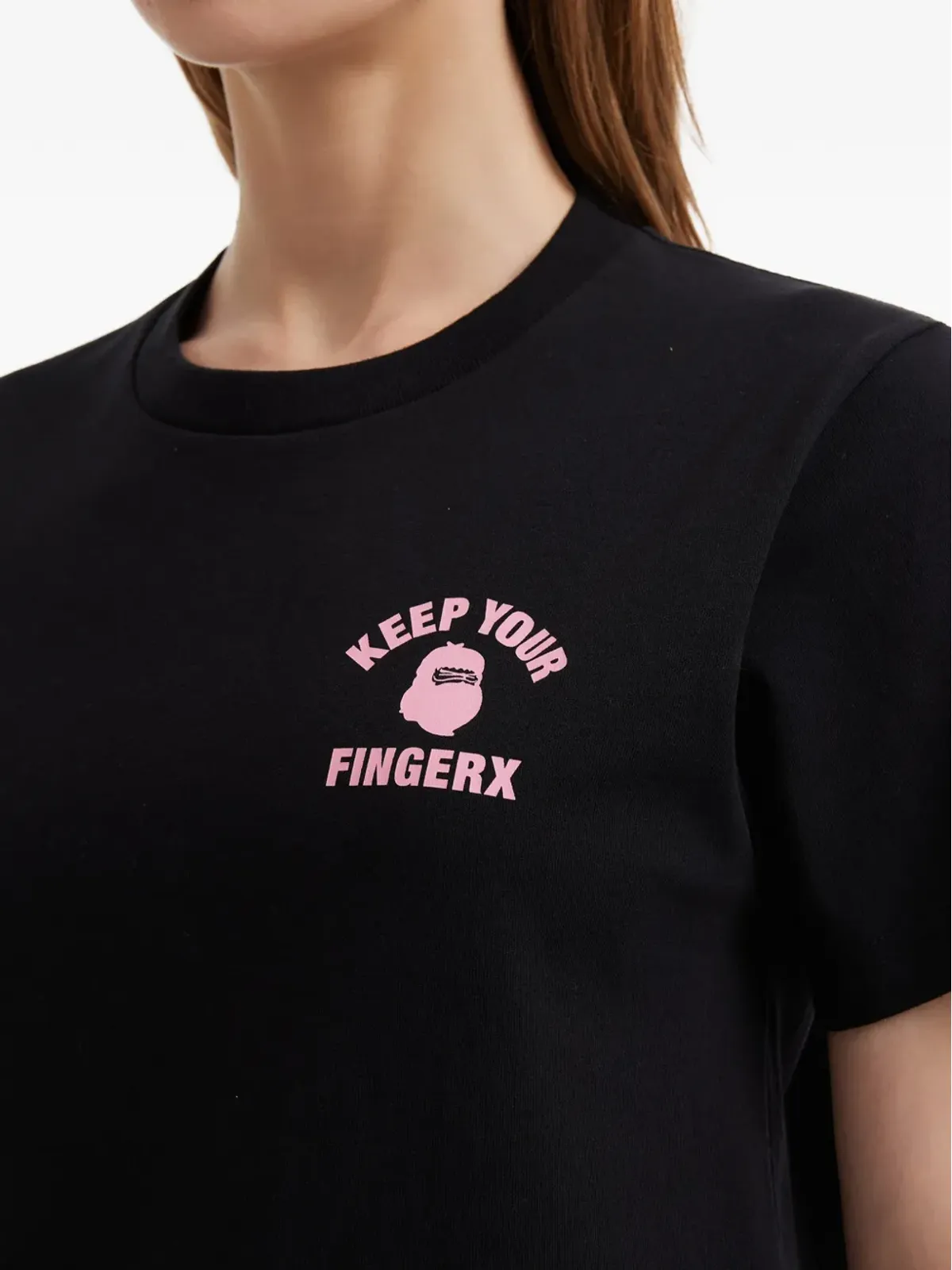 FINGERCROXX プリント入り半袖Tシャツ - ブラック - 画像5