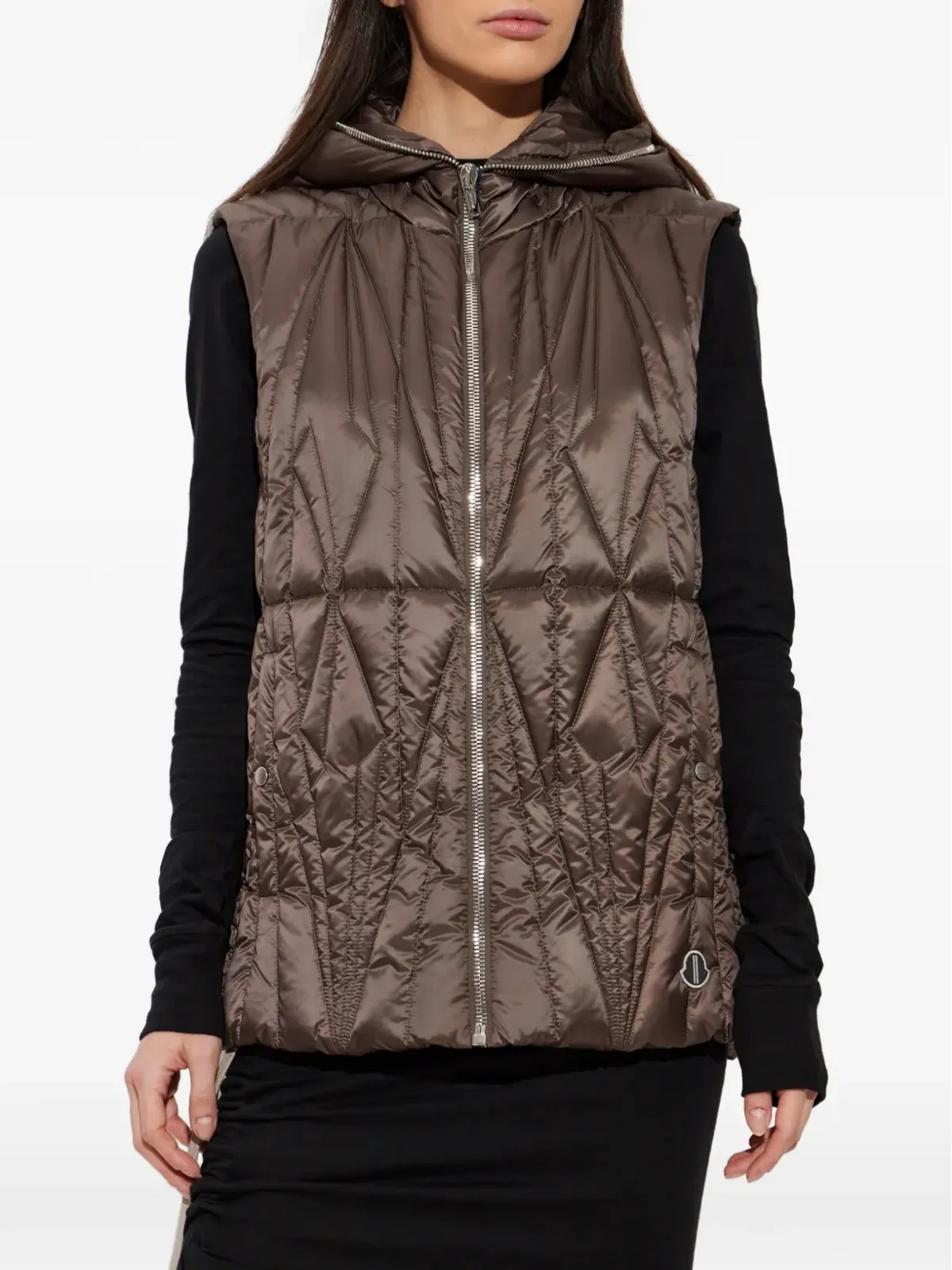 Moncler + Rick Owens フード付きキルティングジレ - 画像3