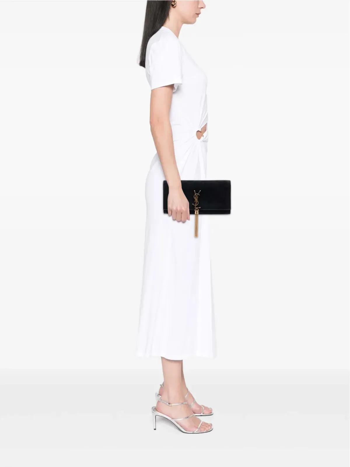 Saint Laurent Pre-Owned スエード モノグラム Kate Tassel クラッチバッグ - 画像2