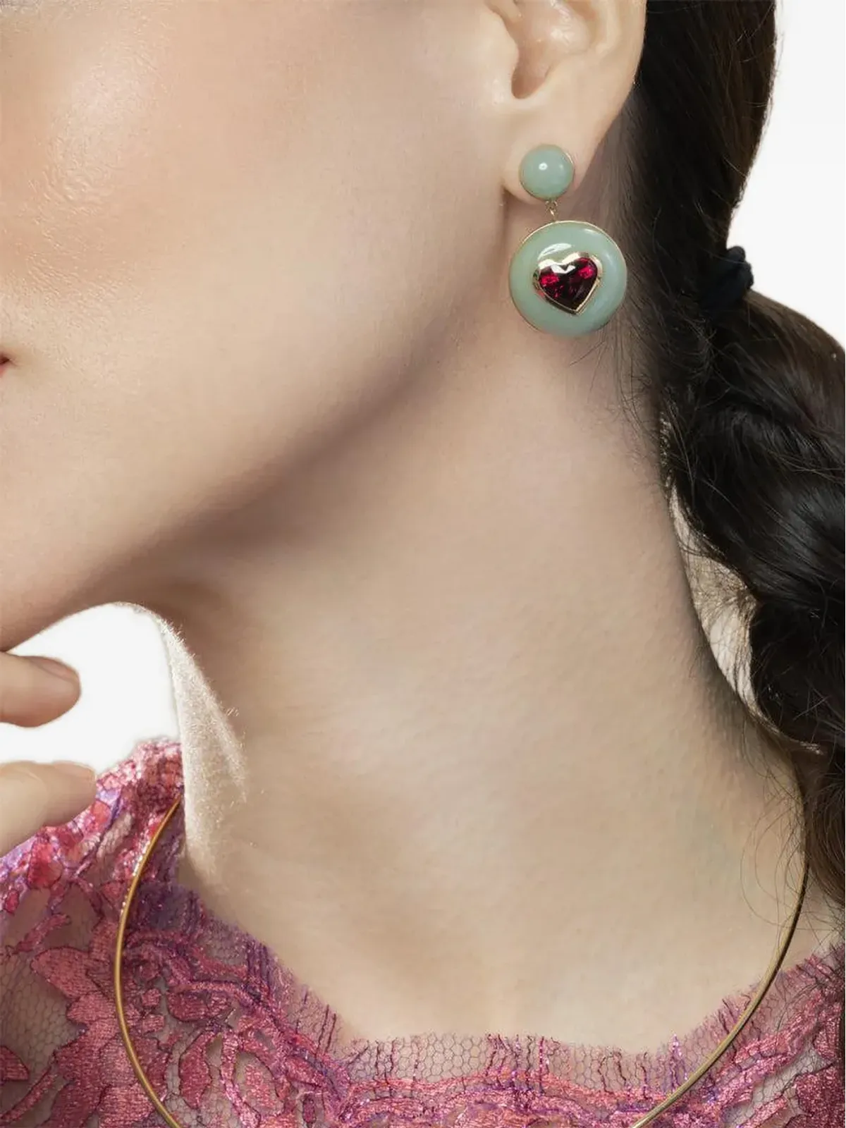 Retrouvaí ロリポップ rhodolite garnet イヤリング - ゴールド - 画像2