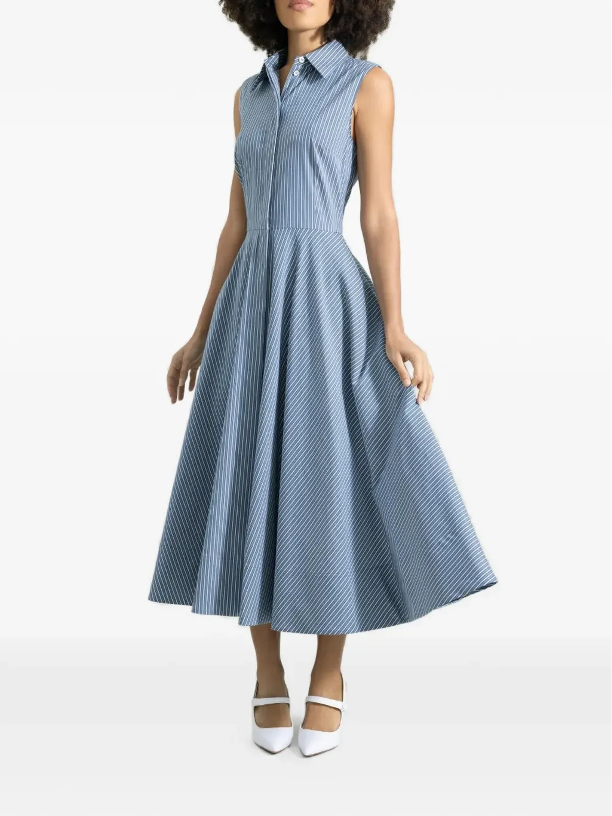 Michael Kors Collection ストライプ柄 ノースリーブ ミディドレス - 画像2