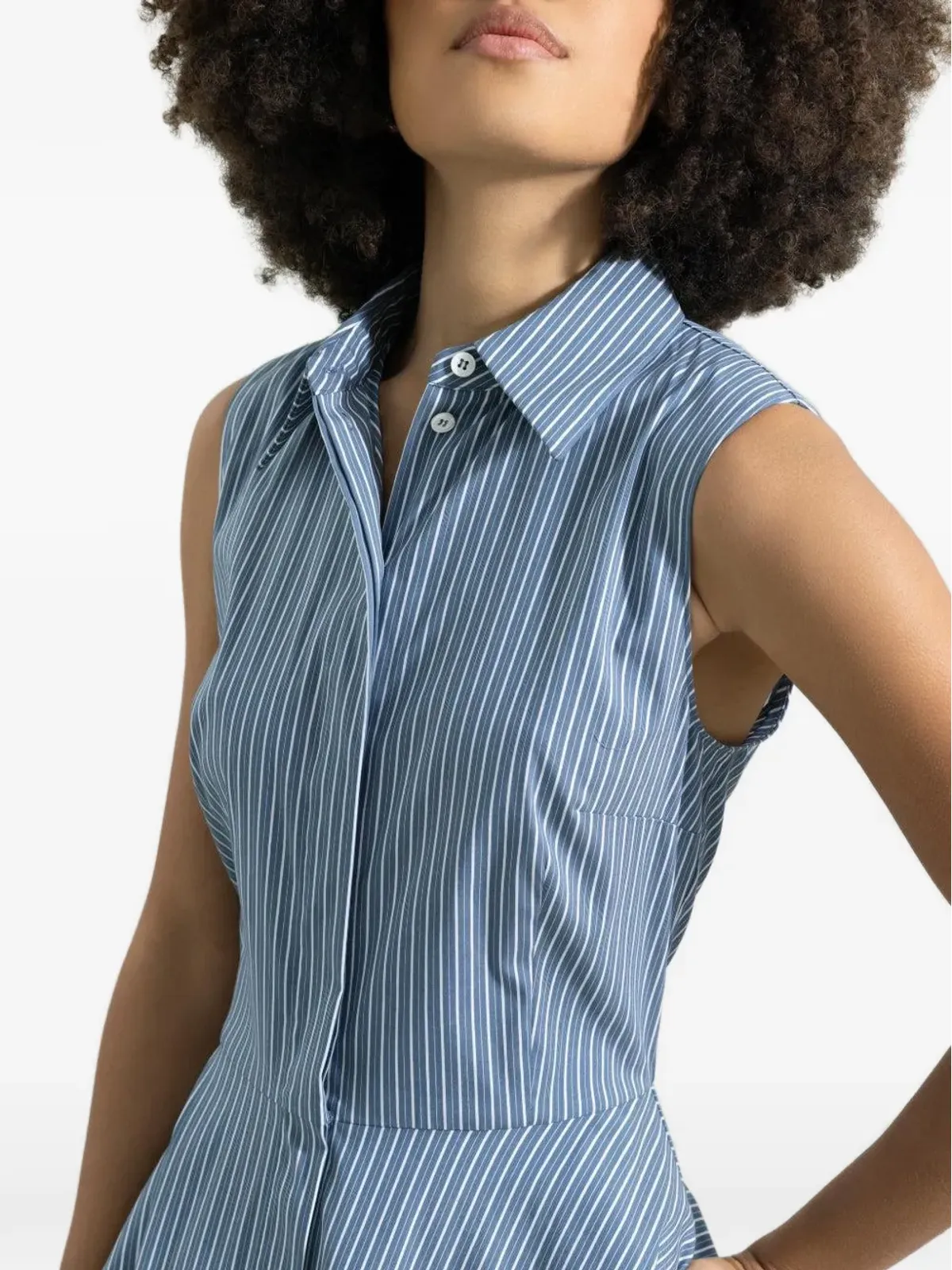 Michael Kors Collection ストライプ柄 ノースリーブ ミディドレス - 画像4