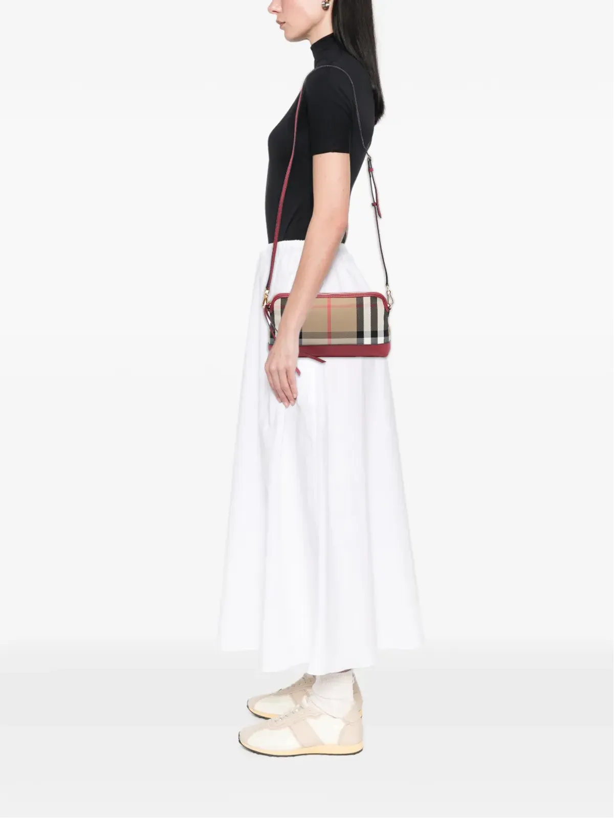Burberry Pre-Owned ハウスチェック キャンバス ダービー アビングドン コンバーチブル クラッチ クロスボディバッグ - 画像2