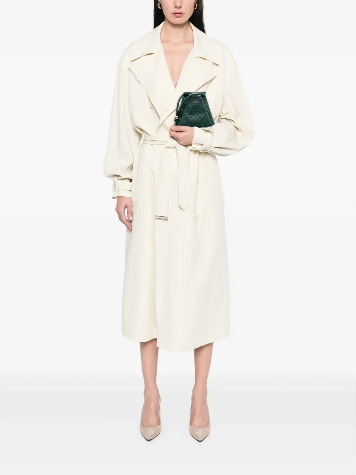 Bottega Veneta ビンテージ ミニラムスキン クリスタル装飾 トライアングル ハンドバッグ - グリーン - 画像2