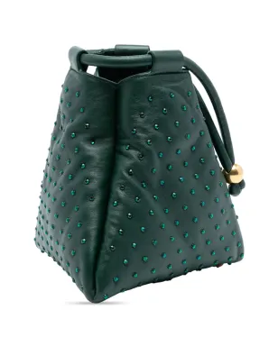 Bottega Veneta ビンテージ ミニラムスキン クリスタル装飾 トライアングル ハンドバッグ - グリーン - サムネイル3