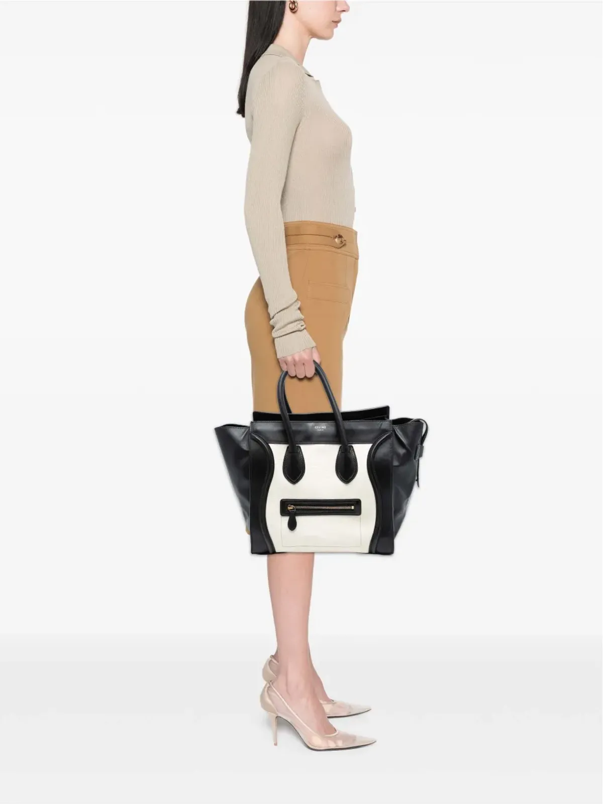 Celine Pre-Owned バイカラー カーフスキン ラゲージ トート - 画像2