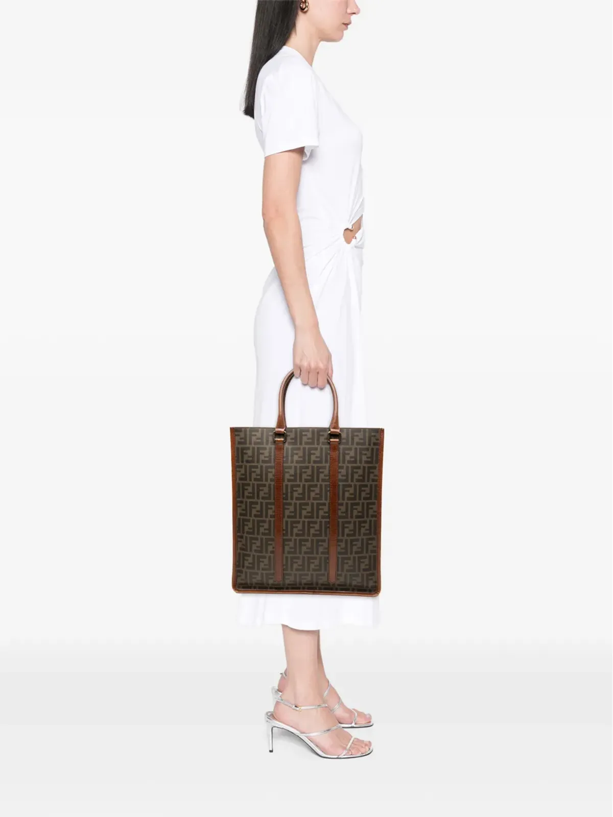 Fendi Pre-Owned Zucca コーティッドキャンバス 縦型トートバッグ - ブラウン - 画像2
