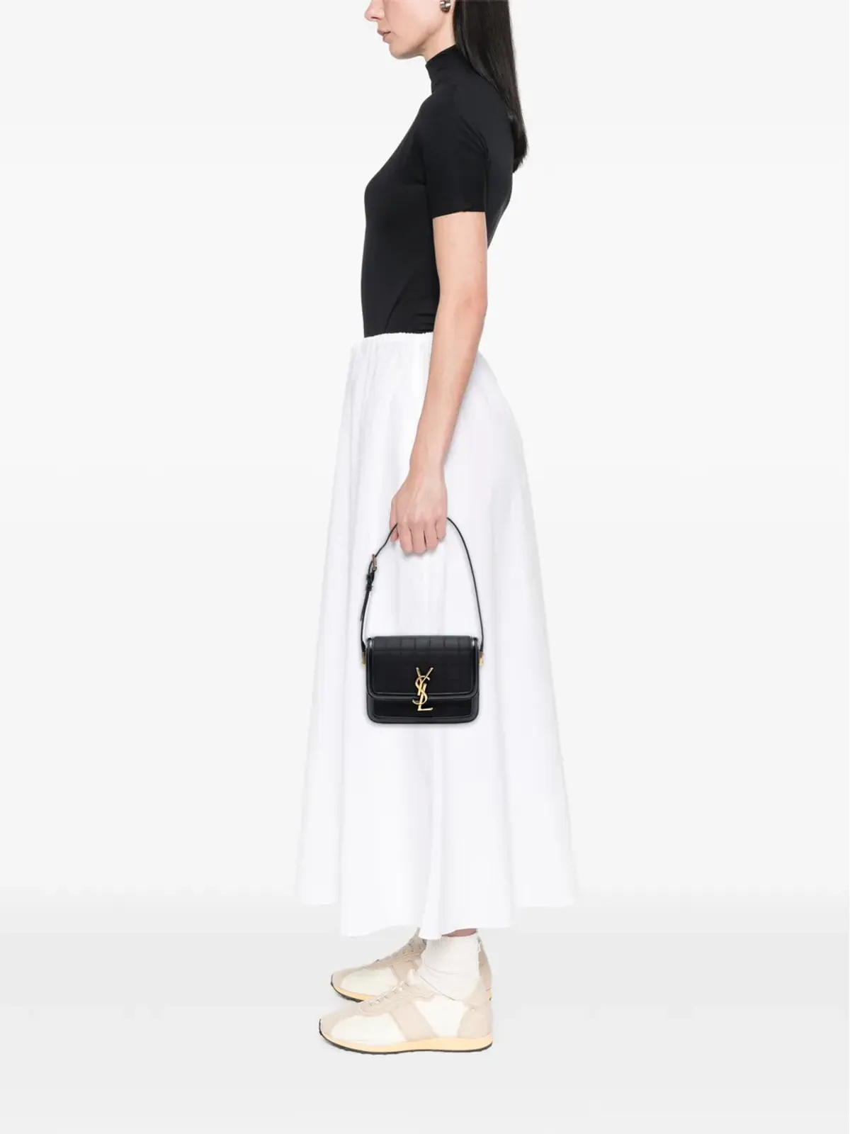 Saint Laurent Pre-Owned 2022年 小型キルテッドスエード ソルフェリノ・サッチェル ボックスショルダーバッグ - ブラック - 画像2