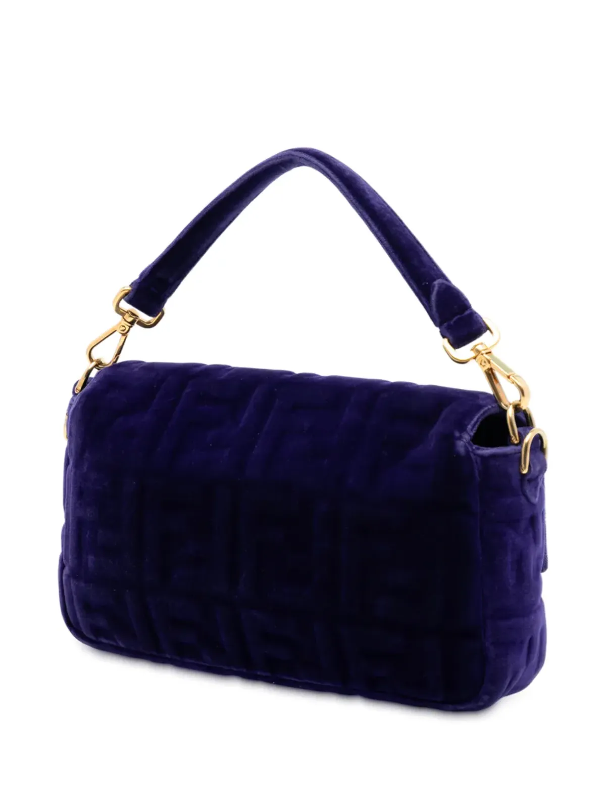 Fendi ビンテージ Zucca 型押しベルベット バゲットサッチェル - 画像3