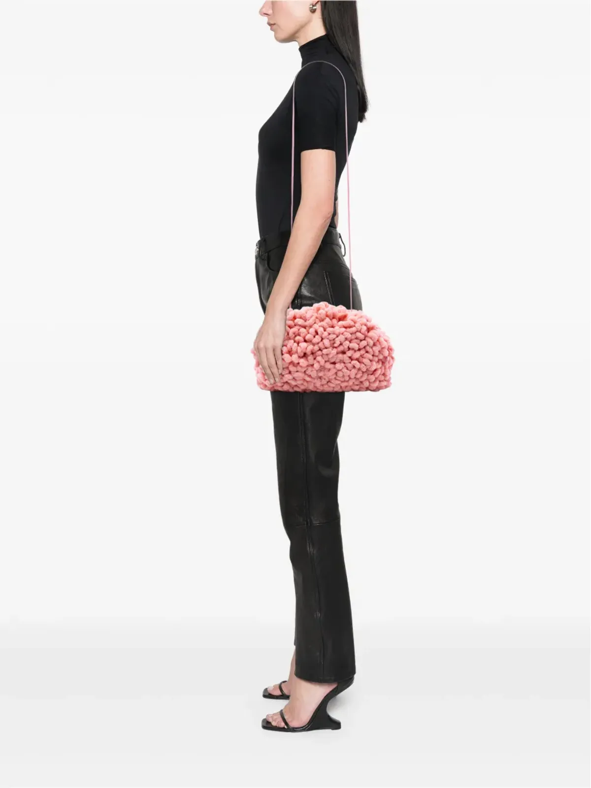 Bottega Veneta ビンテージ ティーン チェニール ザ・ポーチ クロスボディバッグ ピンク - 画像2