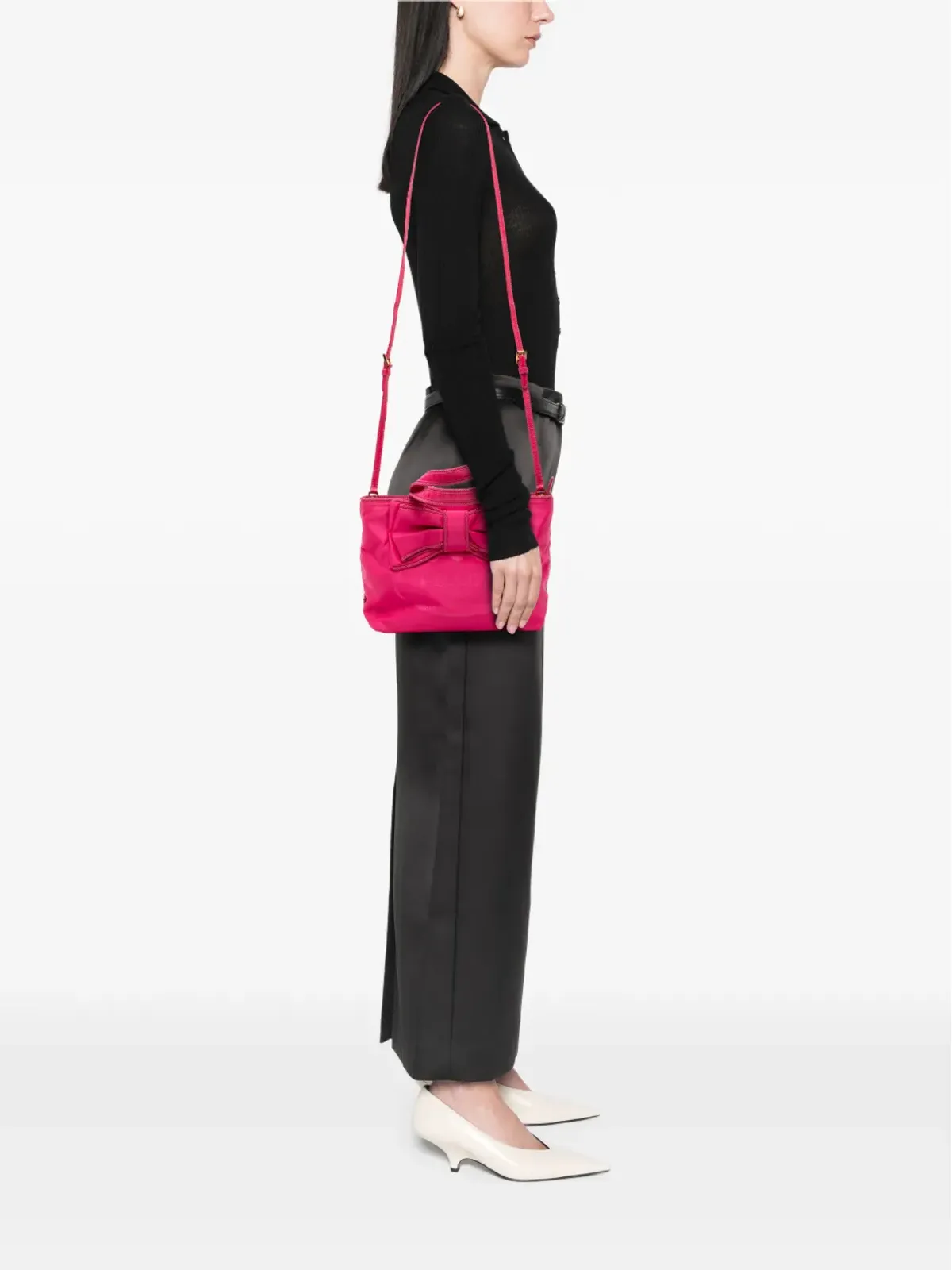 Prada ビンテージ Tessuto Canapa Logo Bow satchel - Pink - 画像2