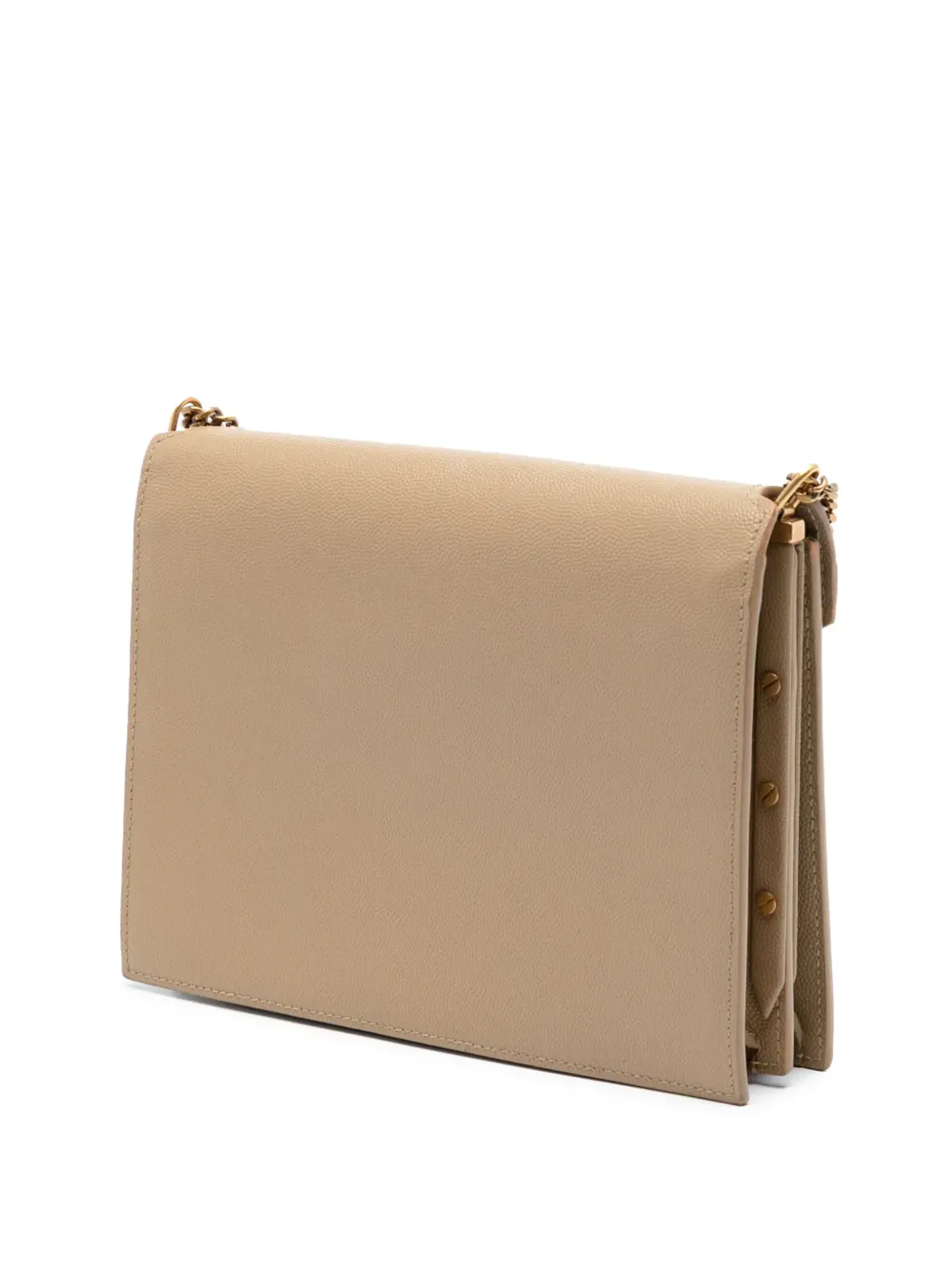 Saint Laurent Pre-Owned グレイン・デ・プードル Monogram Cassandra Chain Wallet クロスボディバッグ（ブラウン） - 画像3