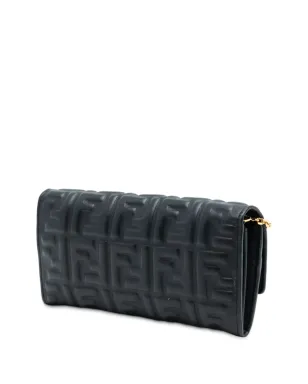 Fendi Zucca エンボス加工ナパレザーのバゲット型 コンチネンタル ウォレット クロスボディバッグ - ブラック - サムネイル3