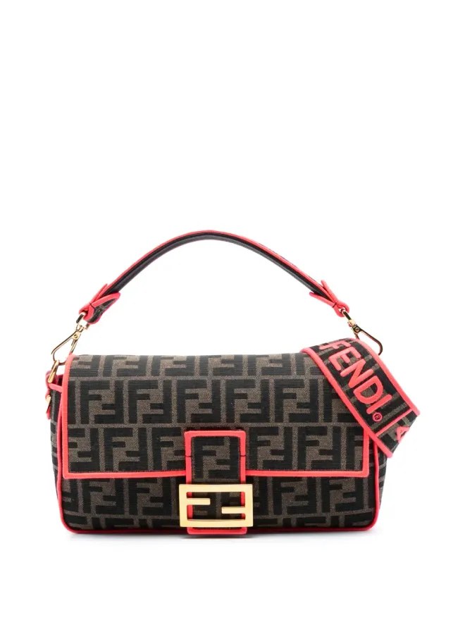 Fendi Pre-Owned Fendi Pre-Owned ミディアム ズッカ キャンバス フルオ トリム バゲットサッチェルの商品画像