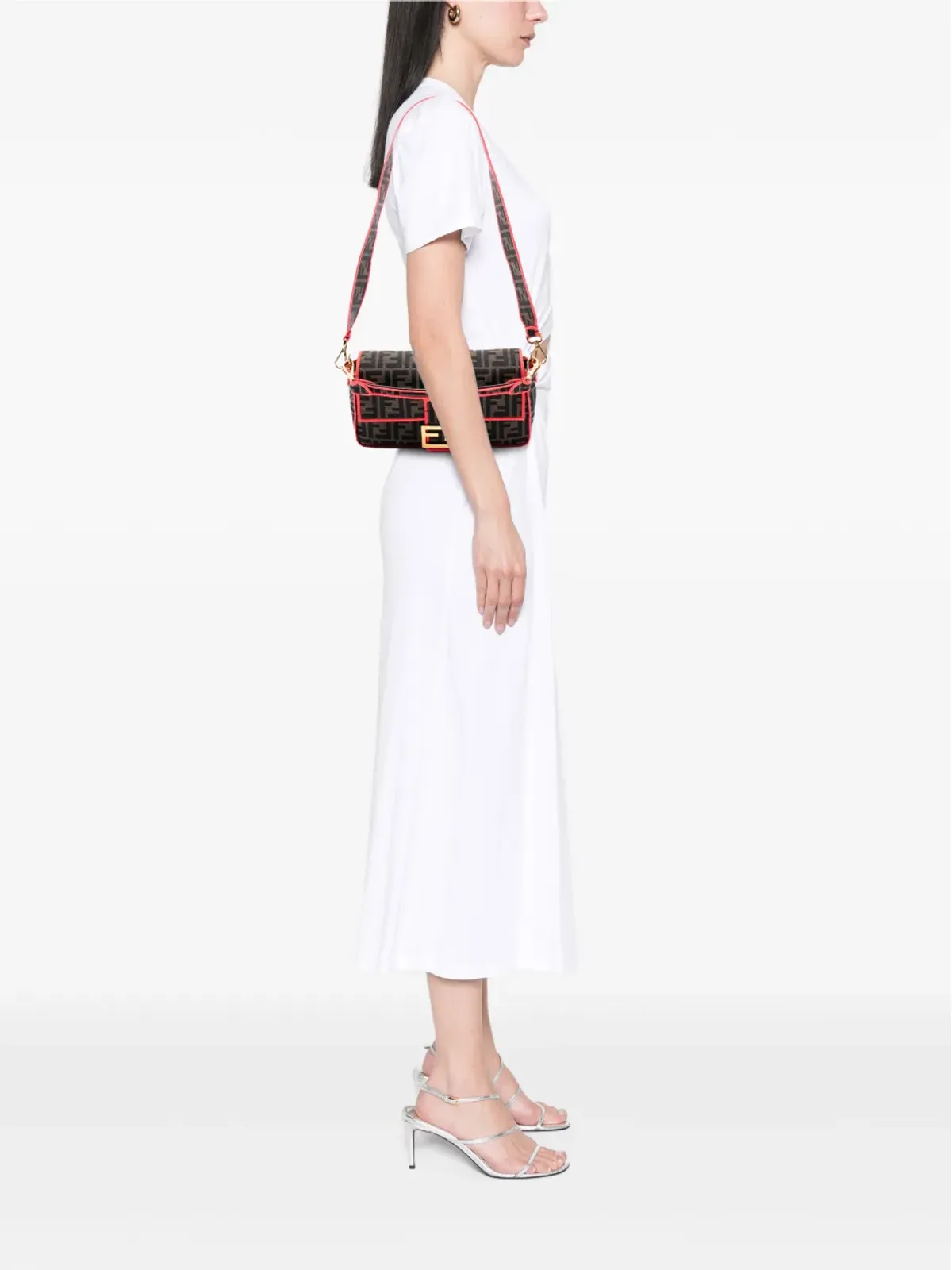 Fendi Pre-Owned ミディアム ズッカ キャンバス フルオ トリム バゲットサッチェル - 画像2