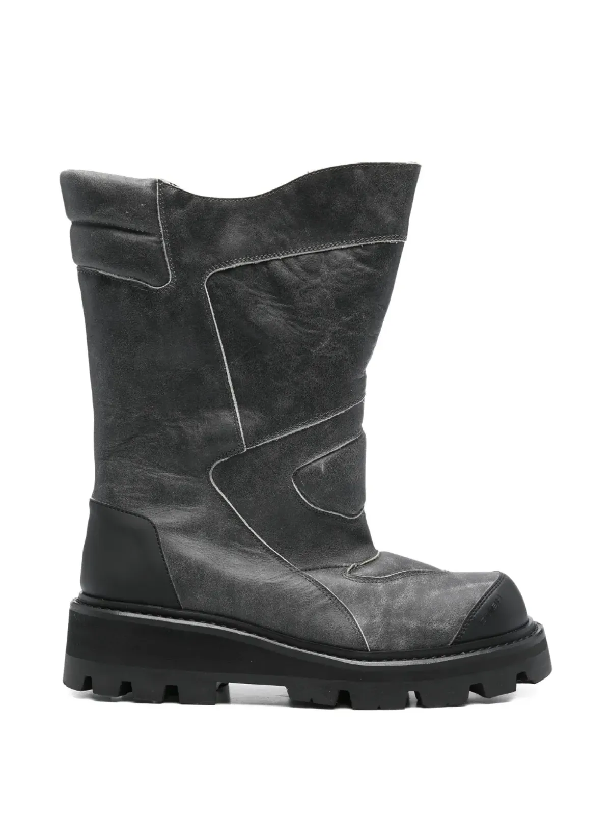 GmbH Aeon high shaft cracked leather boots - Grey - 画像1
