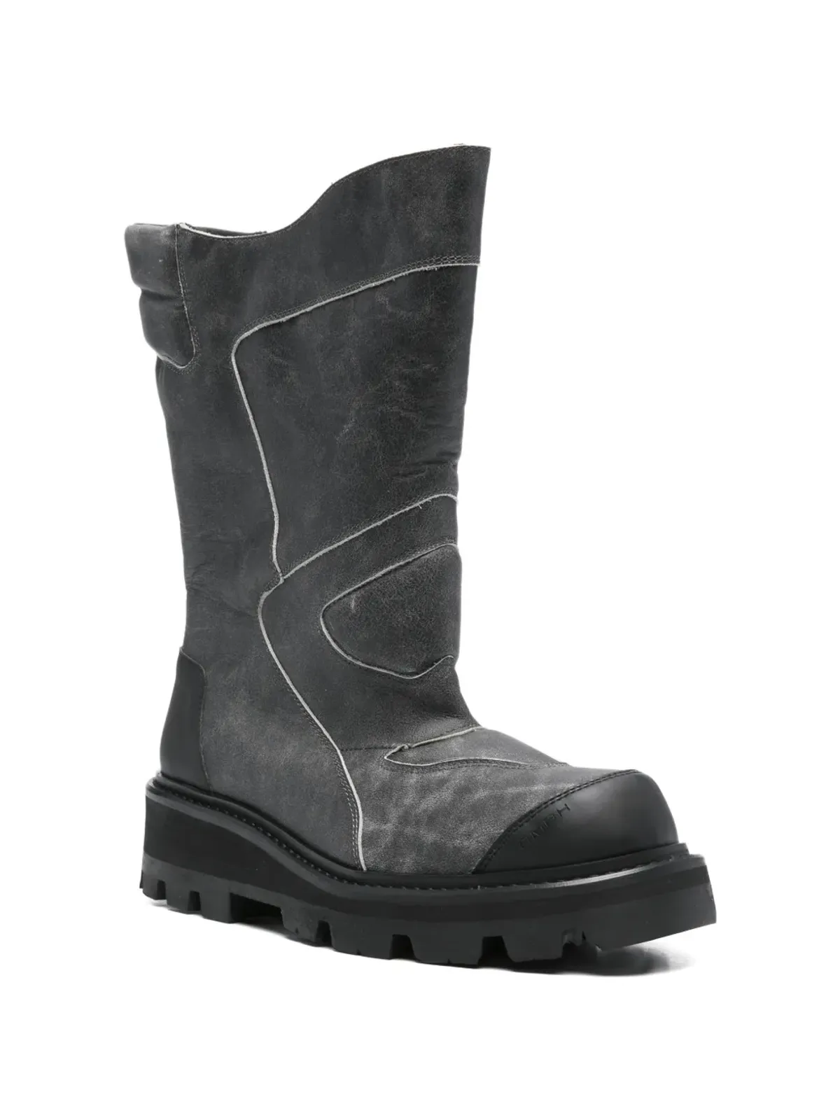 GmbH Aeon high shaft cracked leather boots - Grey - 画像2