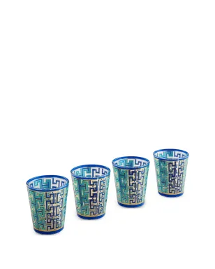 Jonathan Adler 幾何学模様グラス（4点セット） - ブルー - サムネイル1