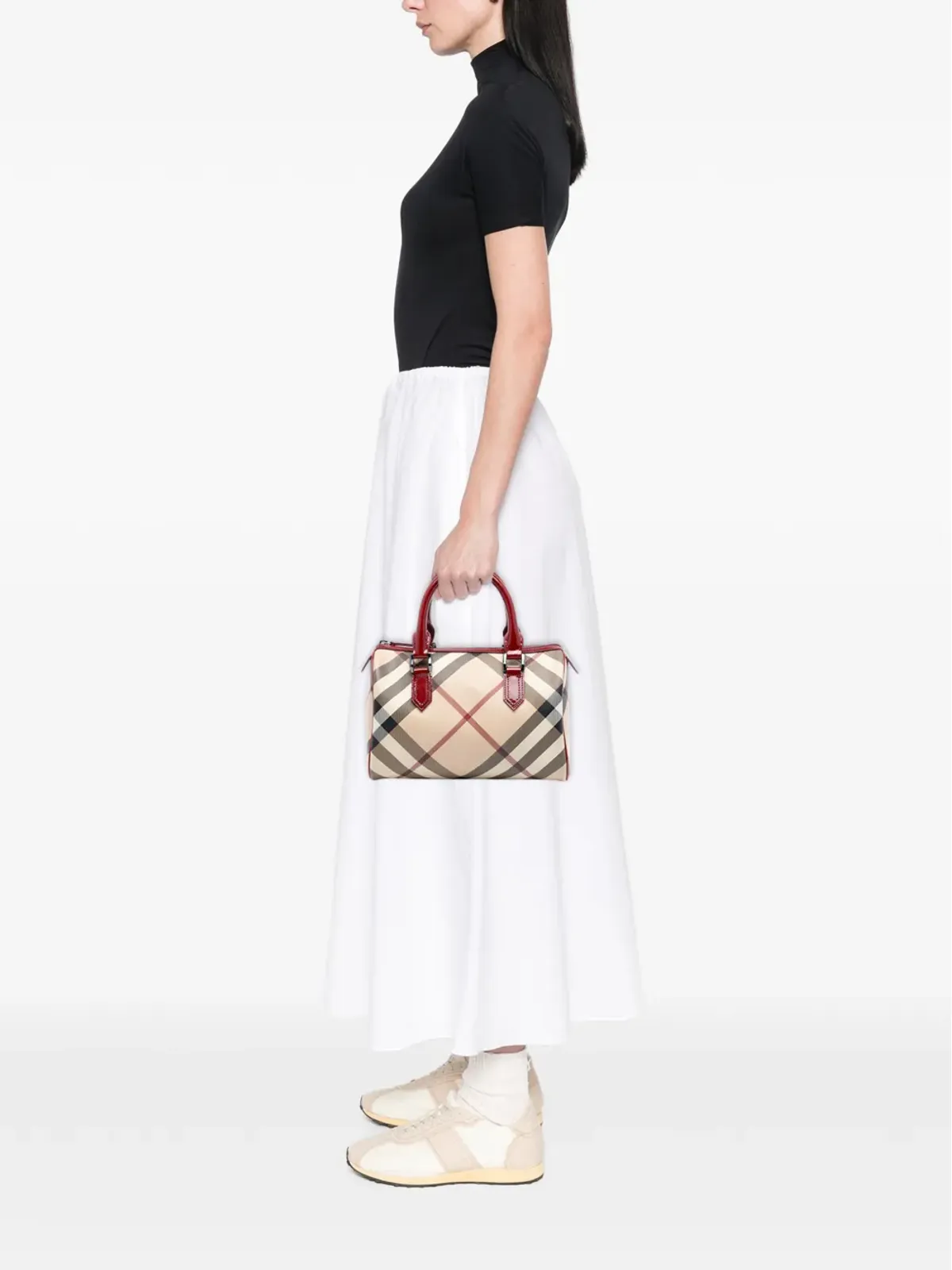 Burberry ビンテージ スーパーノヴァ チェック キャンバス チェスター ボストンバッグ（ブラウン） - 画像2
