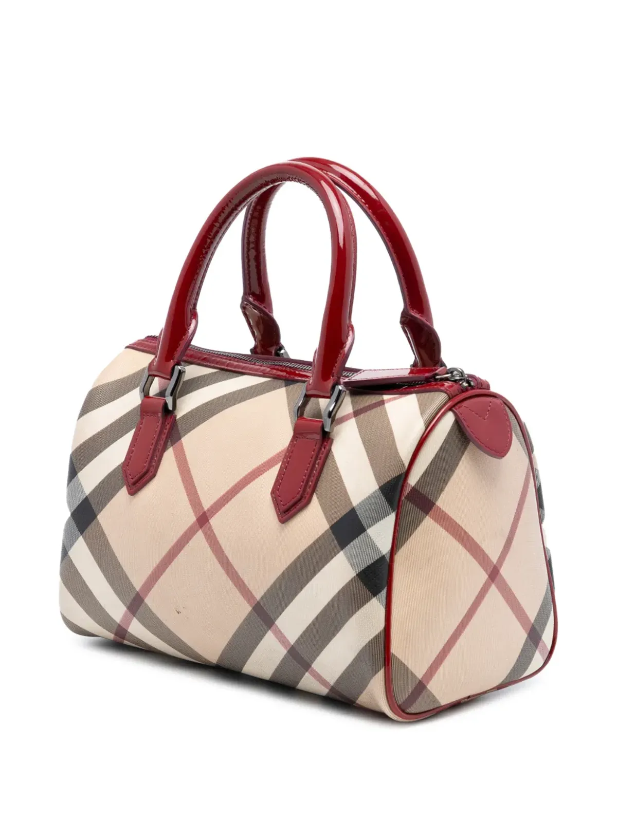 Burberry ビンテージ スーパーノヴァ チェック キャンバス チェスター ボストンバッグ（ブラウン） - 画像3