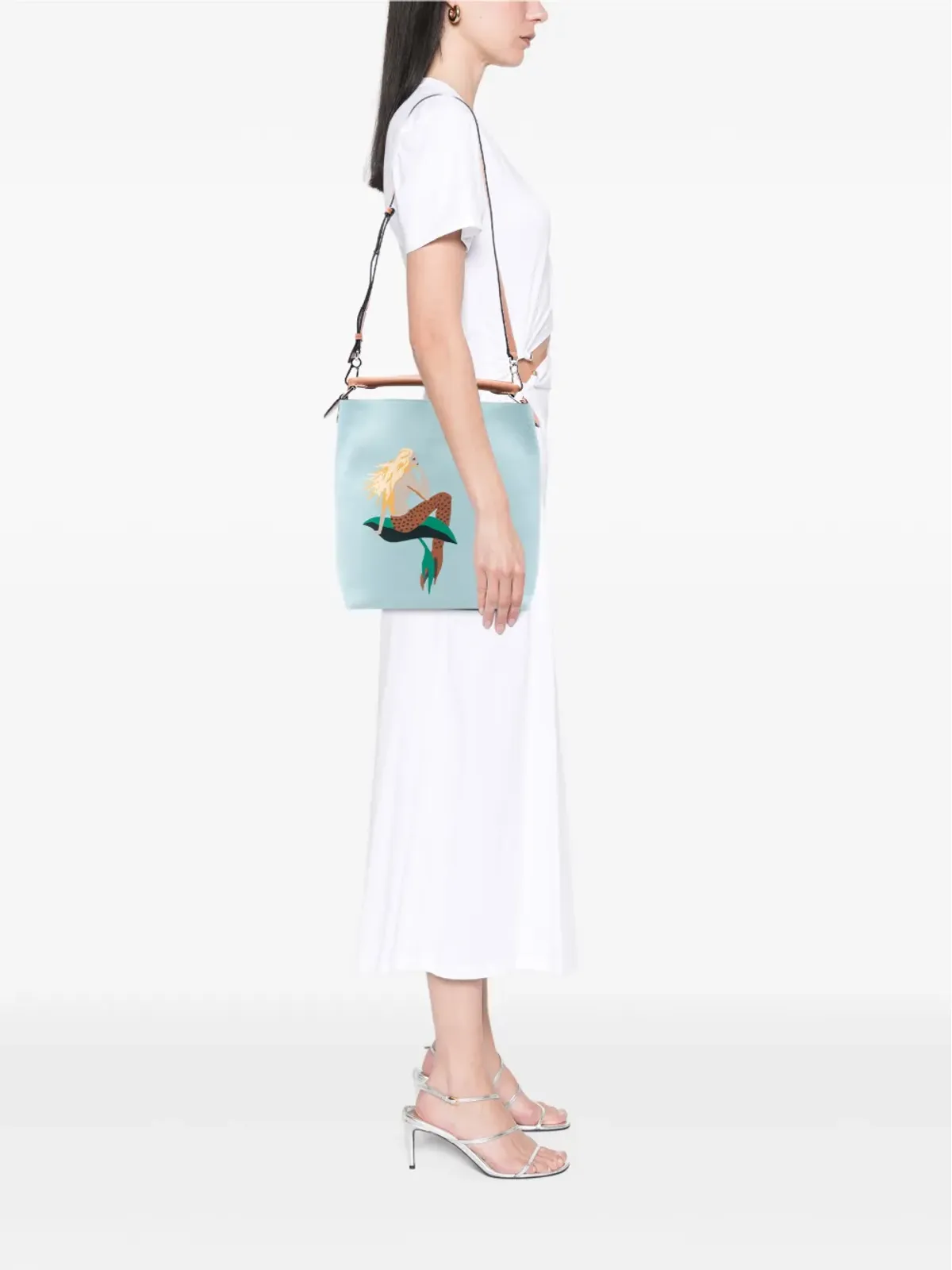 Loewe パウラス・イビザ マーメイドプリント レザーバケットバッグ - 画像2