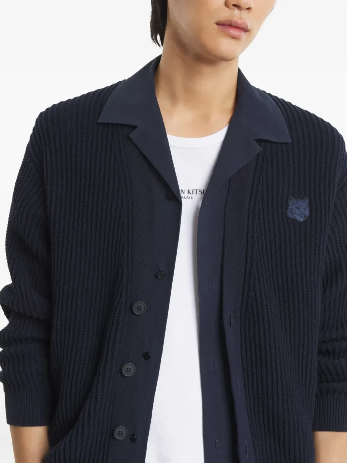 Maison Kitsuné テクスチャード ロゴパッチ カーディガン - 画像5