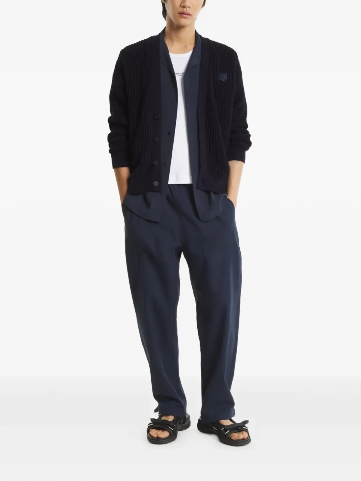Maison Kitsuné テクスチャード ロゴパッチ カーディガン - 画像2