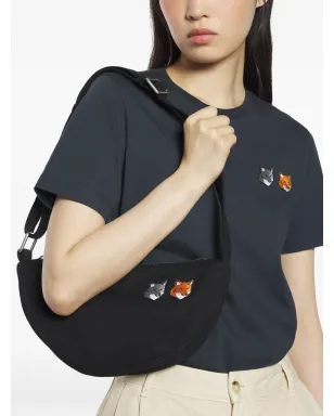 Maison Kitsuné Fox-head embroidered shoulder bag - Grey - サムネイル2