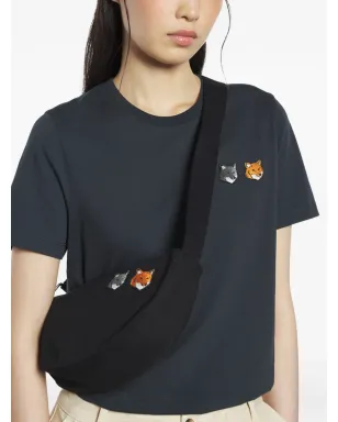 Maison Kitsuné Fox-head embroidered shoulder bag - Grey - サムネイル3