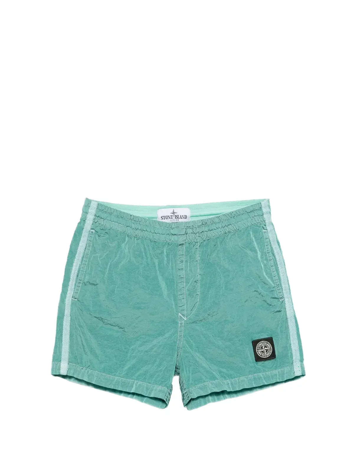 Stone Island Junior サイドストライプ ロゴパッチ 水着ショーツ - 画像1