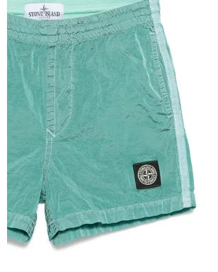 Stone Island Junior サイドストライプ ロゴパッチ 水着ショーツ - サムネイル3