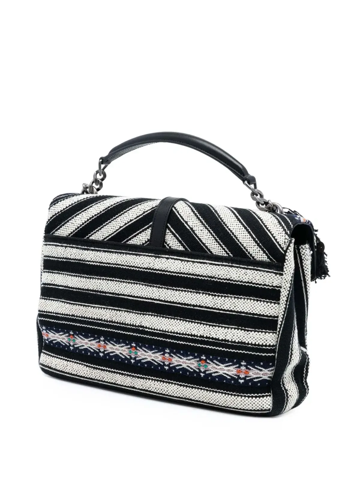 Saint Laurent Pre-Owned 2017年 大型チェブロン ベルベールモノグラム コレッジ・サッチェル - ブラック - 画像3